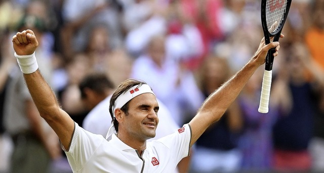 Geschafft: Roger Federer steht bereits zum zwlften Mal in Wimbledon im Finale.  | Foto: DANIEL LEAL-OLIVAS (AFP)