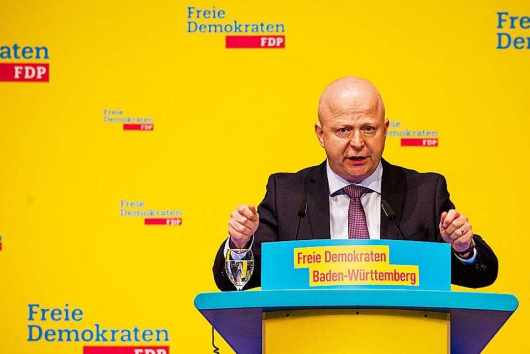 Michael Theurer wurde auf dem Parteitag als FDP-Landeschef wiedergewählt.  | Foto: Christoph Schmidt (dpa)