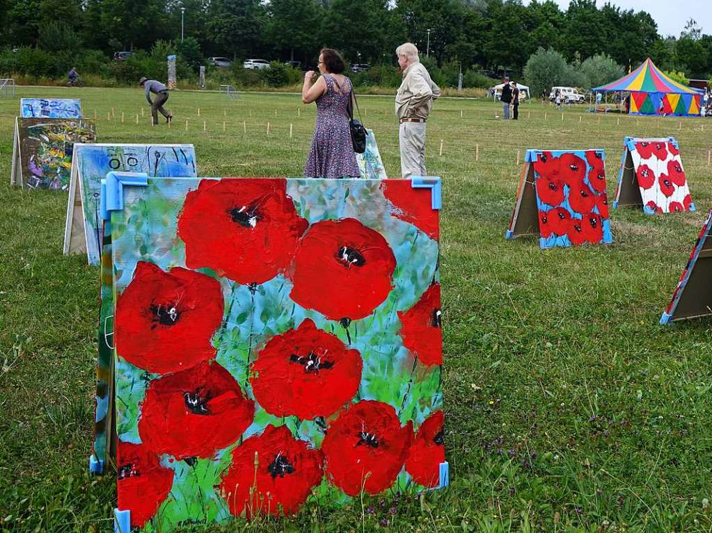 Auch Bilder auf der grnen Wiese wie diese Installation von Phillippe Bordonnet und Vladimir Frenkel gehrten zum Kunstsonntag des Kulturamts auf dem Tutti-Kiesi-Areal