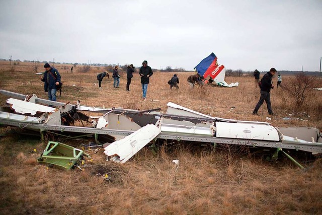 Das Wrack des ber der Ukraine mit ein...Flugzeuges. Fast 300 Menschen starben.  | Foto: MENAHEM KAHANA (AFP)