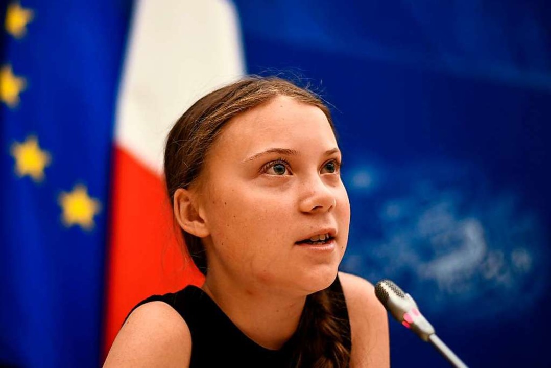 Greta Thunberg am Dienstag in Paris, b...der französischen Nationalversammlung.  | Foto: LIONEL BONAVENTURE (AFP)
