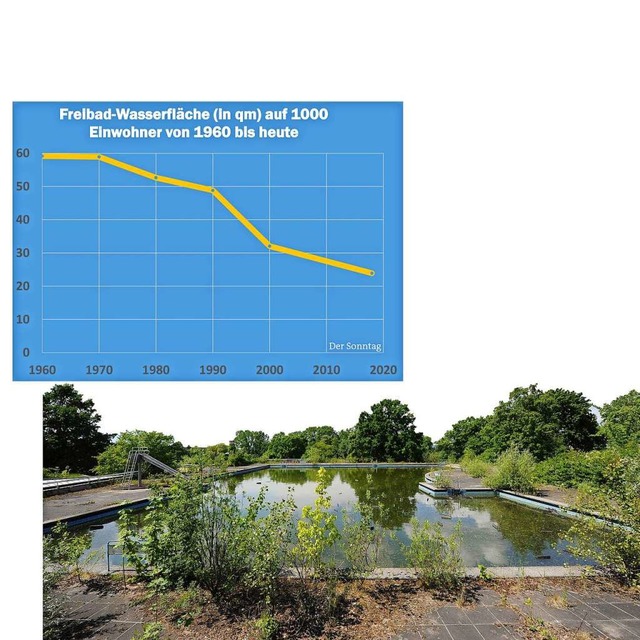 Das verrottende Westbad-Auenbecken st...hl und Freibadkapazitten in Freiburg.  | Foto: Schneider Ingo