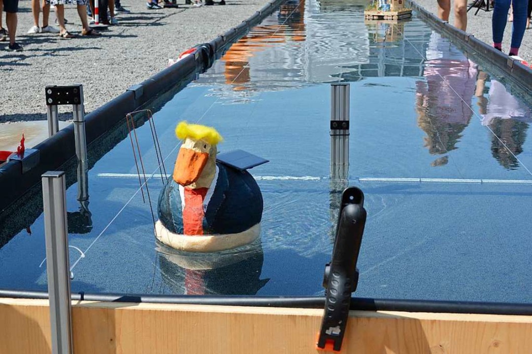Mit ihrem &#8222;Donald (Trump) Duck&#...undelfinger Schüler den zweiten Platz.  | Foto: Privat