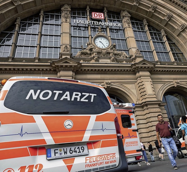 Notarzteinsatz am Frankfurter Bahnhof, der mutmaliche Tter ist  gefasst.  | Foto: Frank Rumpenhorst (dpa)