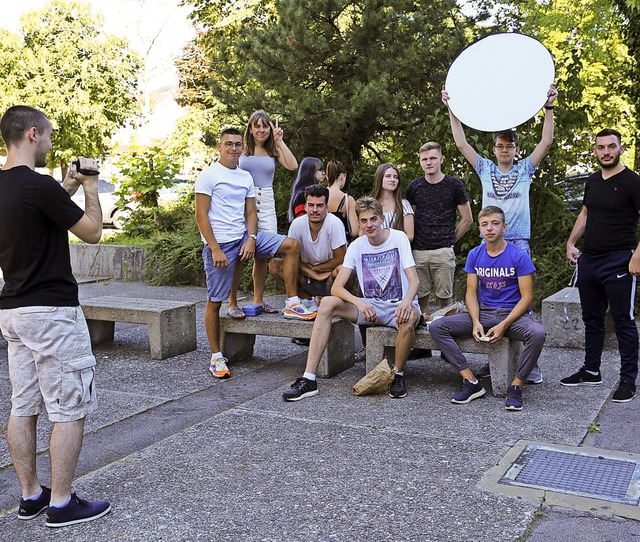 Die Schler vom Berufskolleg Technik d... Videodreh fr den Schlermedienpreis   | Foto: Schule