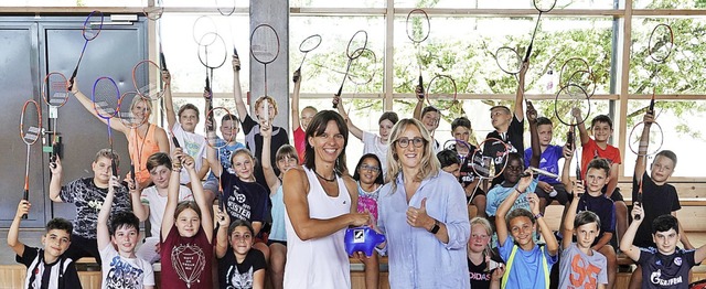 Botschafterin fr Badminton:  Nicole G...im Sportevent in der Wiesentalschule.   | Foto: Hans-Jrgen Hege