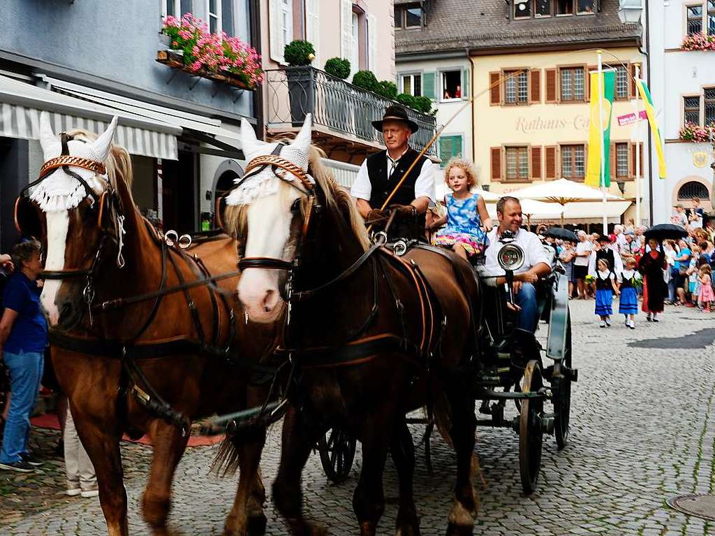 Mit Umzug und Krnung der neuen Markgrfler Weinprinzessin Jessica Himmelsbach ging es am Freitag los. Noch bis Montag hat das Weinfest in Staufen geffnet.