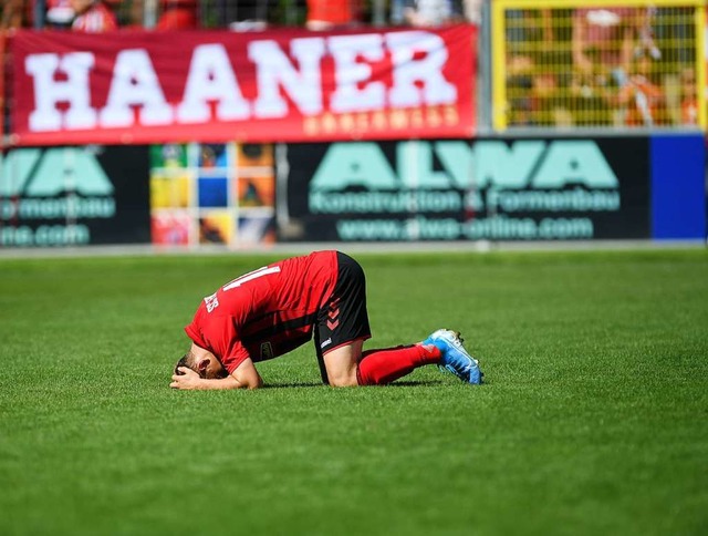 Yannik Keitel kann die Niederlage gegen Offenbach kaum fassen.  | Foto: Patrick Seeger