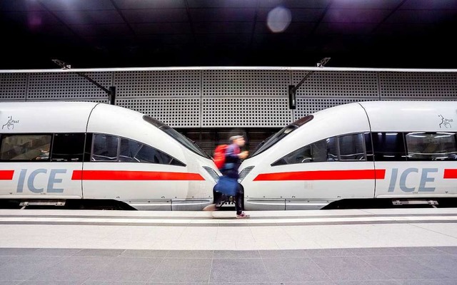 Jetzt aber schnell: Ein Mann geht im Hauptbahnhof an einem ICE vorbei.   | Foto: Christoph Soeder (dpa)