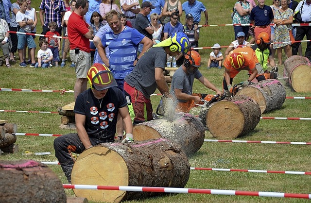 Rund um&#8217;s Holz ging es beim Wett...z-Woche&#8220; am Sonntag in Husern.   | Foto: Christiane Sahli