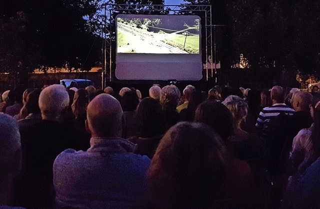 Gut gefllt war der Hof des Kindergart...20;, als das Open-Air-Kino stattfand.   | Foto: Verein