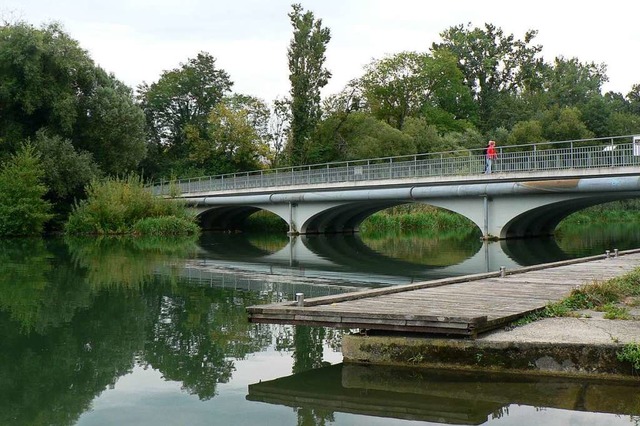 Der Fluss Ergolz mndet gegenber des ...is am Altrhein in Wyhlen in den Rhein.  | Foto: Charlotte Ptter