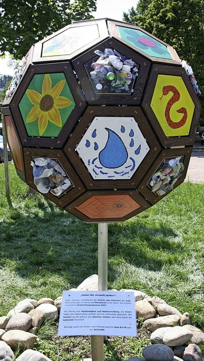Der von Kindern im Rahmen der Umweltschutz-Ferienwoche mitgestaltete Geoball.   | Foto: Ralph Lacher
