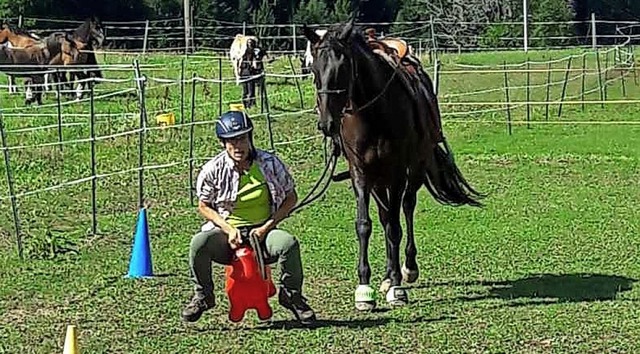 Auf Rody, dem Hpfpferd, musste eine b...erd sollte brav an der Hand mitlaufen.  | Foto: Privat