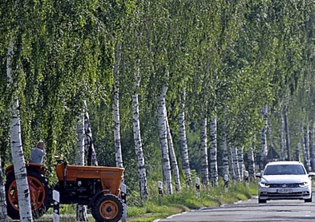Traktoren und Autos teilen sich oft eine Strae.  | Foto: Stefan Puchner (dpa)