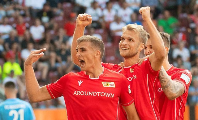 Grund zur Freude: Union Berlin hat den ersten Punkt geholt.  | Foto: Stefan Puchner (dpa)