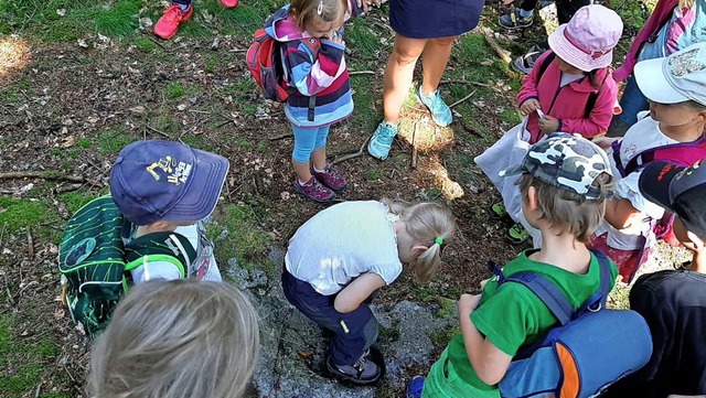 Einen riesigen Fuabdruck hat der Hotzenwaldriesen in einem Stein hinterlassen.  | Foto: privat