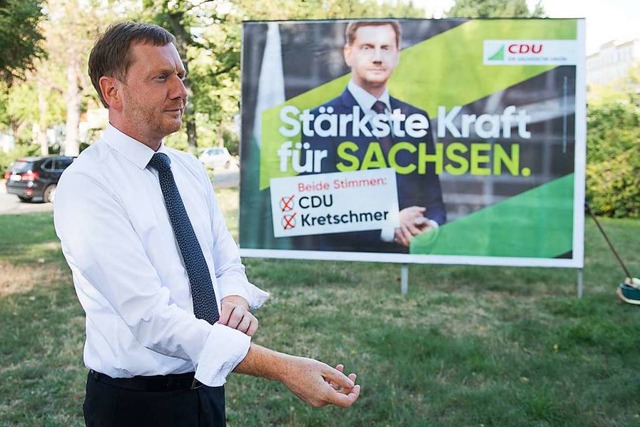 Auch Sachsens CDU-Ministerprsident Mi...usammenarbeit mit der AfD lehnt er ab.  | Foto: Sebastian Kahnert (dpa)