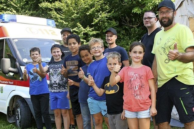 Feuerwehr hlt Hasler Kinder auf Trab