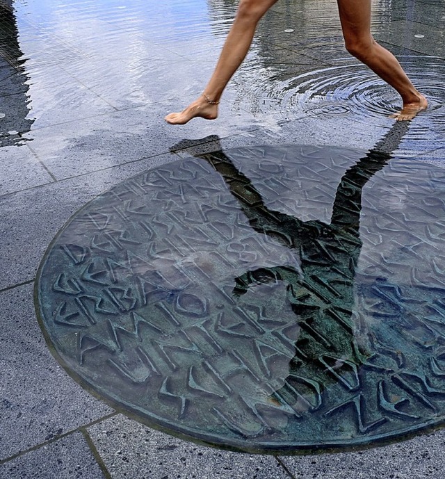 Das  Baden im Gedenkbrunnen sorgt fr Diskussionen.    | Foto: Thomas Kunz