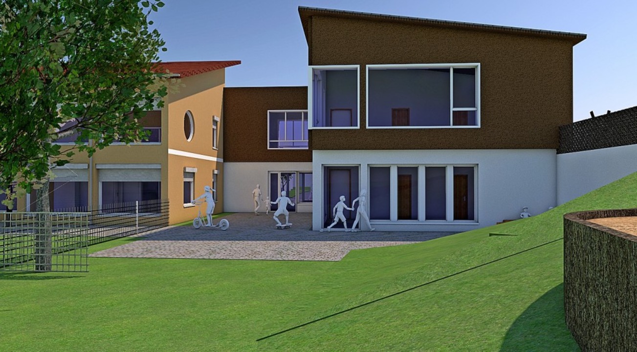 So soll der Anbau am Kindergarten Voge...ts) nach der Fertigstellung  aussehen.  | Foto: Architekturbüro