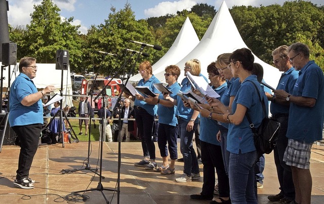 Der Gemischte Chor Amrigschwand mit Ch...ernfest auf dem Festplatz in Arradon.   | Foto: Stefan Pichler