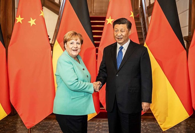 Angela Merkel mit Xi Jinping  | Foto: Michael Kappeler (dpa)