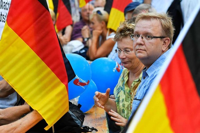 AfD-Wahlkampfveranstaltung in Sachsen:...tembergs Innenminister Thomas Strobl.   | Foto: JOHN MACDOUGALL (AFP)