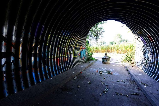 Inzwischen ist der Zaun am Tunnel schon wieder abmontiert.  | Foto: Ingo Schneider