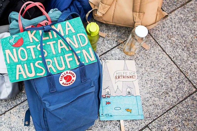 Ein Schild mit der Aufschrift &#8222;K...ture-Demonstration auf einem Rucksack.  | Foto: Rolf Vennenbernd (dpa)