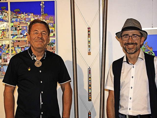 Romain Burgy (links) und Bernd Karcher...tember in der Endinger Kornhalle aus.   | Foto: Christiane Franz