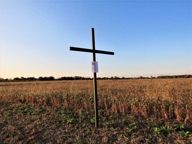 Ein Kreuz auf einem Feld bei Friesenheim.  | Foto: Christine Ehlenbrker