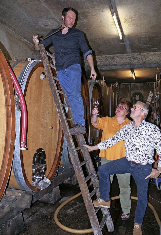 Weinbau ist Familiensache im Hause Rin...ostprobe im Keller des Weinguts Knab.   | Foto: Ruth Seitz
