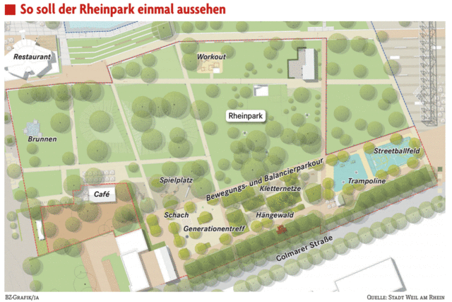 Im Januar beginnt die Umgestaltung des Weiler Rheinparks