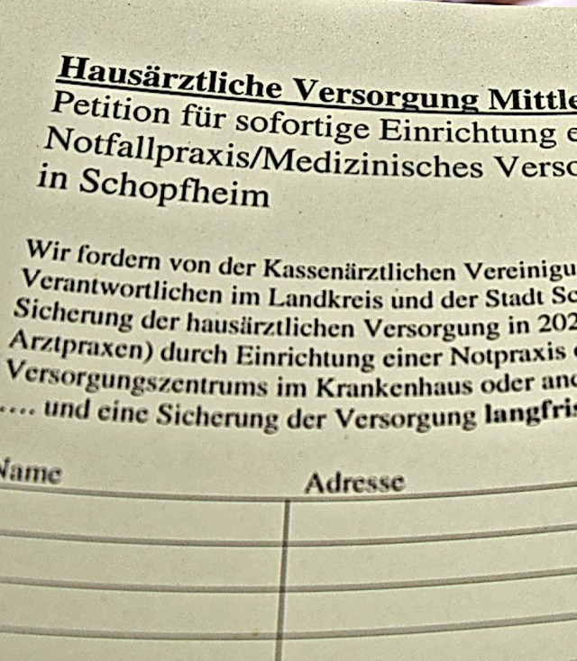 Die Petition soll Druck auf die KV machen.    | Foto: Stefan Ammann