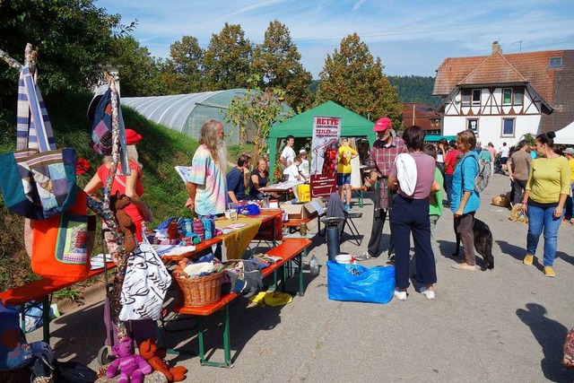 Erstmals gab es beim Hoffest auf dem Hof Dinkelberg einen Flohmarkt.  | Foto: Gudrun Gehr