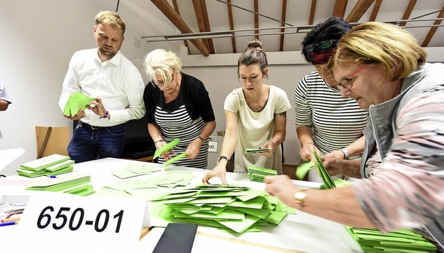 Im Munzinger Rathaus wird ffentlich ausgezhlt.   | Foto: Rita Eggstein