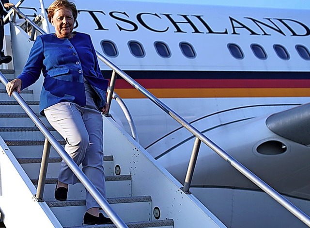 Kanzlerin Merkel bei ihrer Ankunft in New York  | Foto: Kay Nietfeld (dpa)