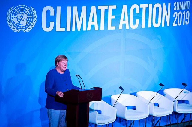 Die Kanzlerin spricht in New York bei der Uno bers Klima   | Foto: JOHANNES EISELE (AFP)