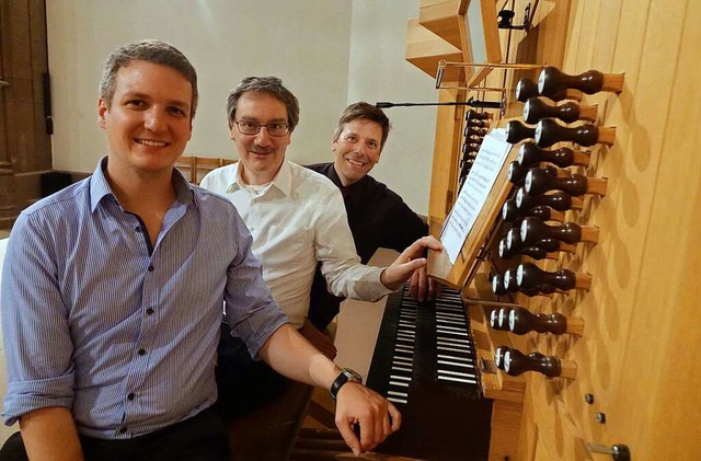 Kirchenmusiker Andreas Mlder (links) ...it Dieter Lmmlin und Christoph Bogon.  | Foto: Roswitha Frey