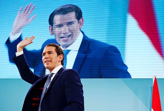 Wahlsieger Sebastian Kurz von der VP   | Foto: Matthias Schrader (dpa)