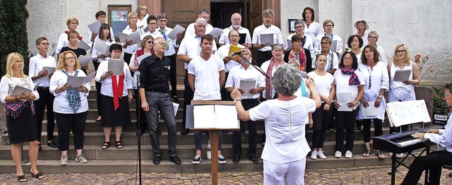 Die Sngerinnen und Snger des Amolter...eim Auftritt vor der St. Vitus Kirche.  | Foto: Stefan Sommer