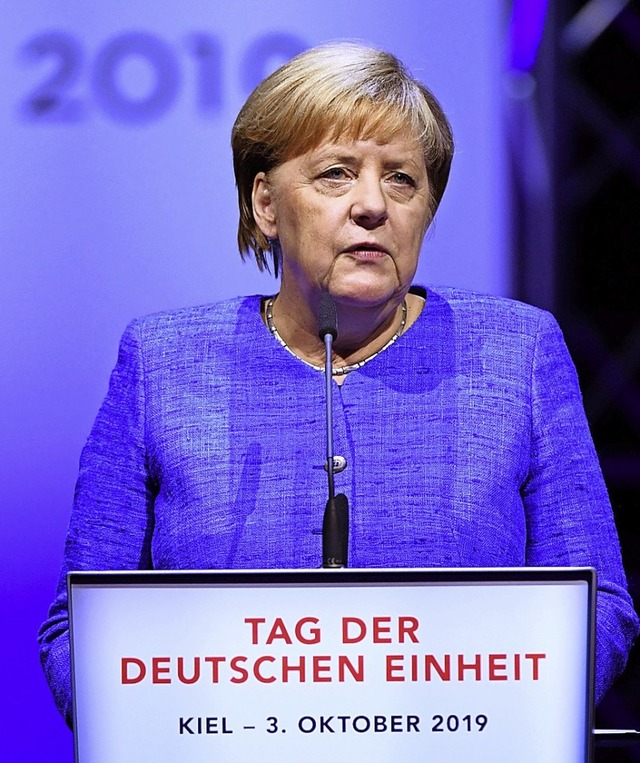 Angela Merkel beim Festakt in Kiel  | Foto: Carsten Rehder (dpa)