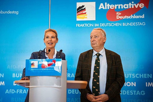 Die AfD-Fraktionschefs Alice Weidel un...ktionismus&#8220; der Bundesregierung.  | Foto: Arne Immanuel Bnsch (dpa)