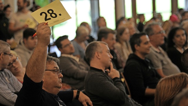 Per Handzeichen konnten die Besucher Gebote abgeben.   | Foto: Bettina Schaller