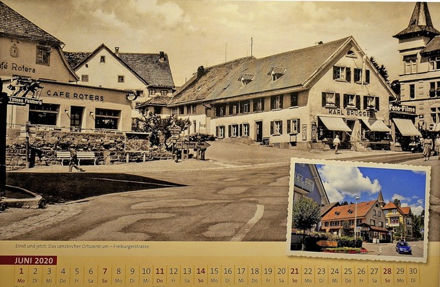 Das Juni-Kalenderblatt  vergleicht die... Ortsmitte der 1950-Jahre mit heute.    | Foto: Manfred-G. Haderer