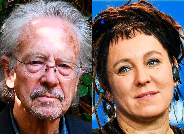 Peter Handke und Olga Tokarczuk  | Foto: Herbert Neubauer (dpa), Alain Jocard (afp)