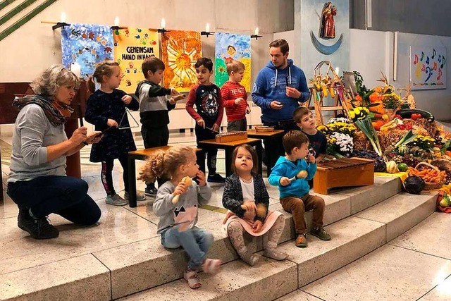 Die Kinder gestalteten den Erntedankgottestdienst mit.  | Foto: privat