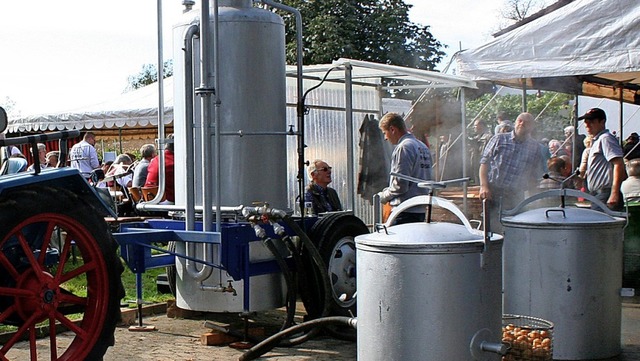 Hunderte Kartoffeln garen in der Dmpfmaschine whrend des Fests 2013.  | Foto: Reinhard Cremer