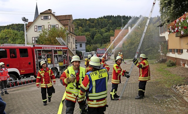 Der  Hirschen und ein Wohngebude ware...r die Jahreshauptbung der Feuerwehr.  | Foto: Dagmar Barber